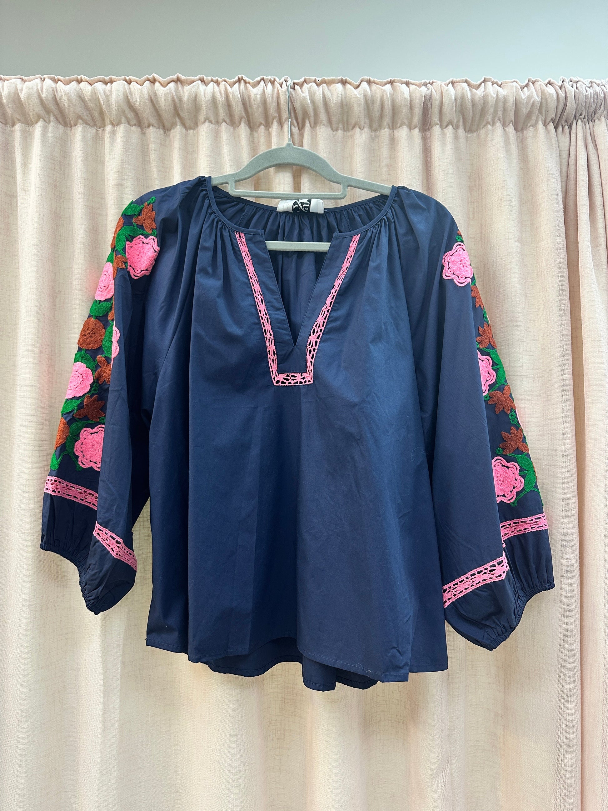 Embroidered Floral Top Ginger + Gray