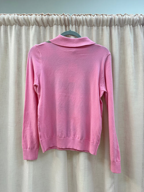 Argyle Soft Collar Polo Knit Pink Ginger + Gray