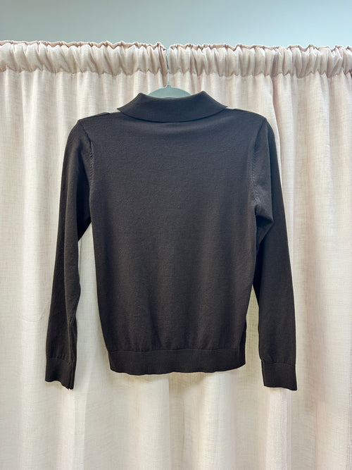 Argyle Soft Collar Polo Knit Chocolate Ginger + Gray