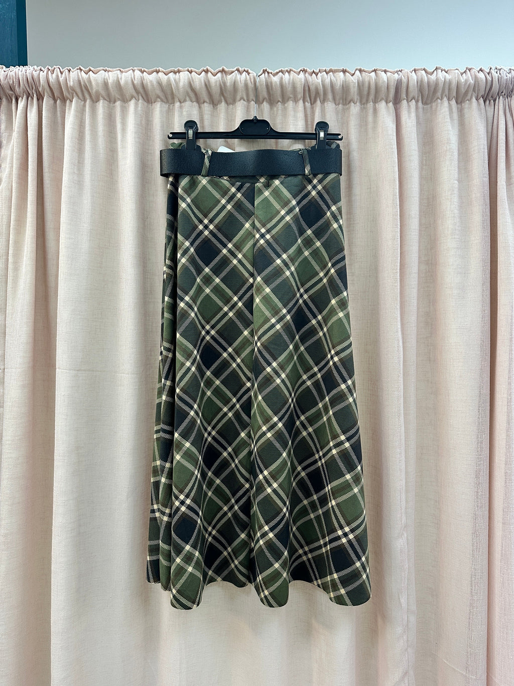Check Suedette A-line Skirt Ginger + Gray