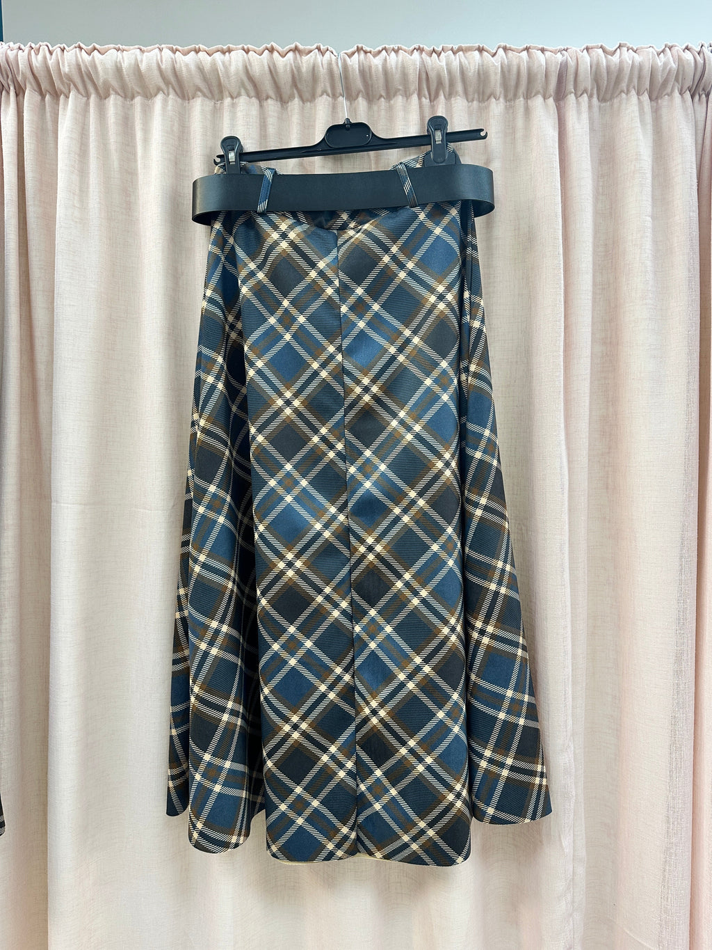 Check Suedette A-line Skirt Ginger + Gray