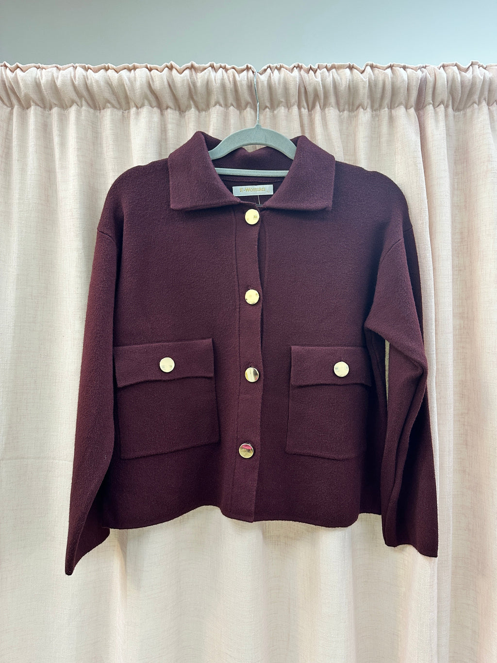 Knit Collared Cardigan Ginger + Gray