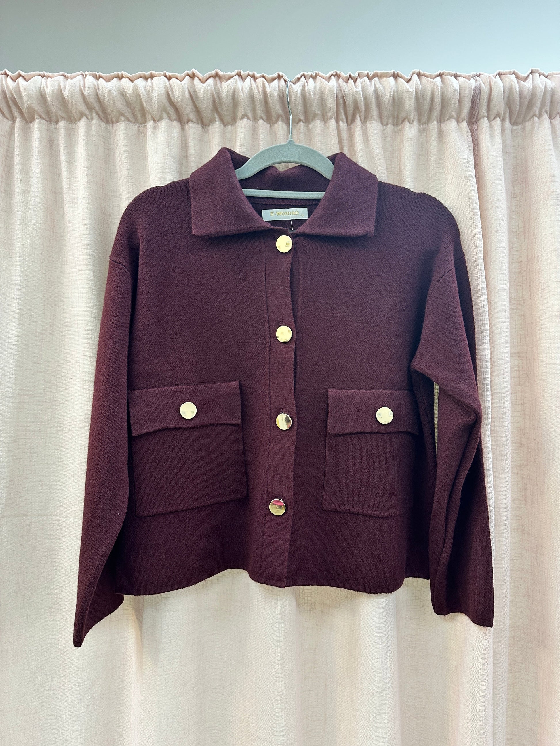 Knit Collared Cardigan Ginger + Gray