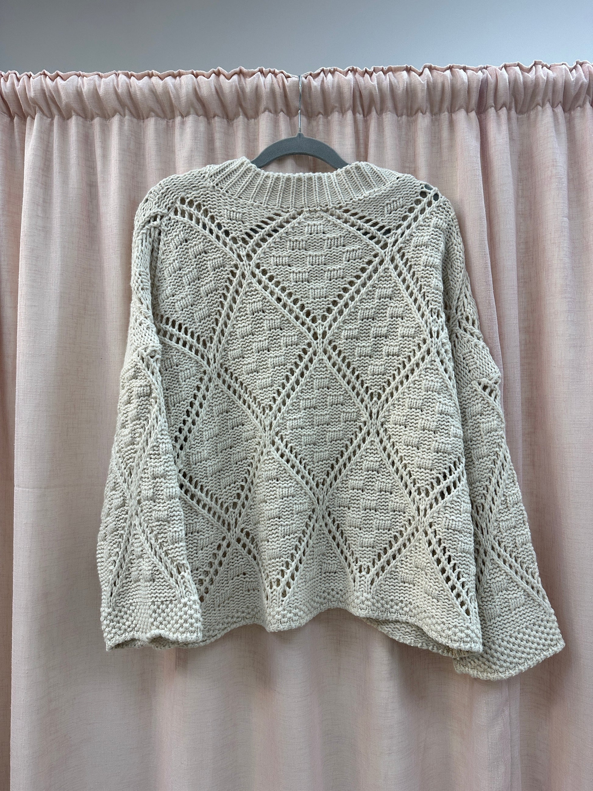 Pattern V Neck Oversized Jumper Ginger + Gray