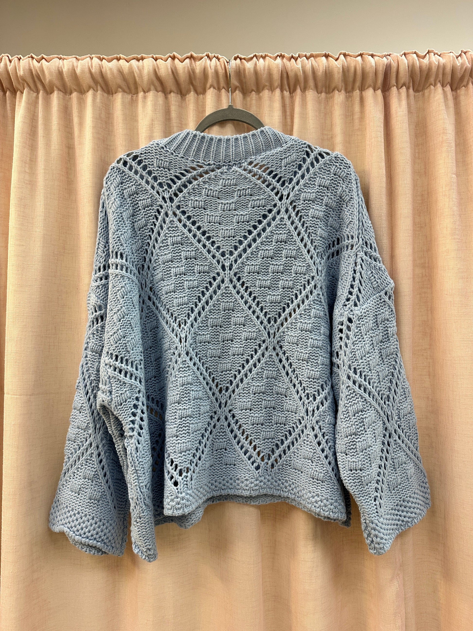 Pattern V Neck Oversized Jumper Ginger + Gray