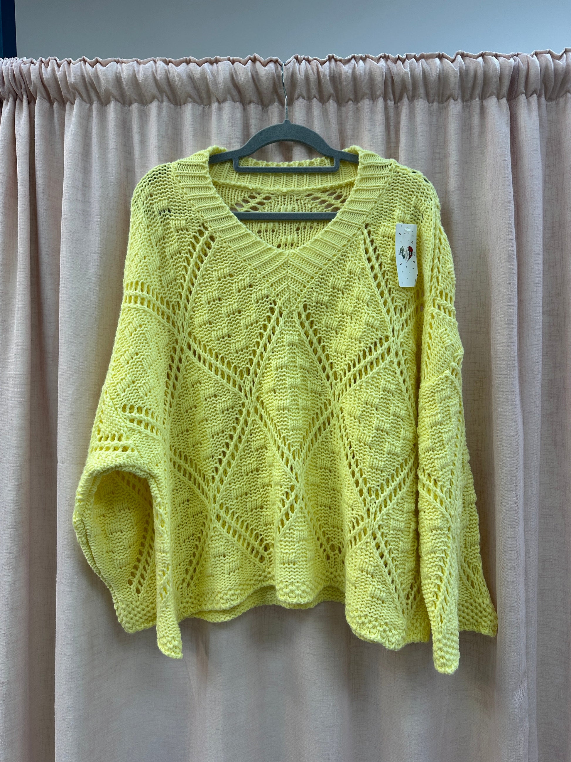 Pattern V Neck Oversized Jumper Ginger + Gray