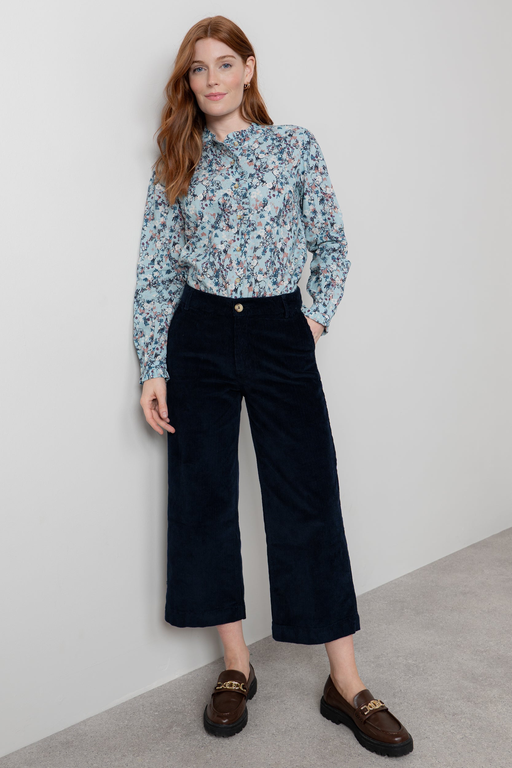 Lily & Me Isla Stretch Jumbo Cord Cropped Trousers Black