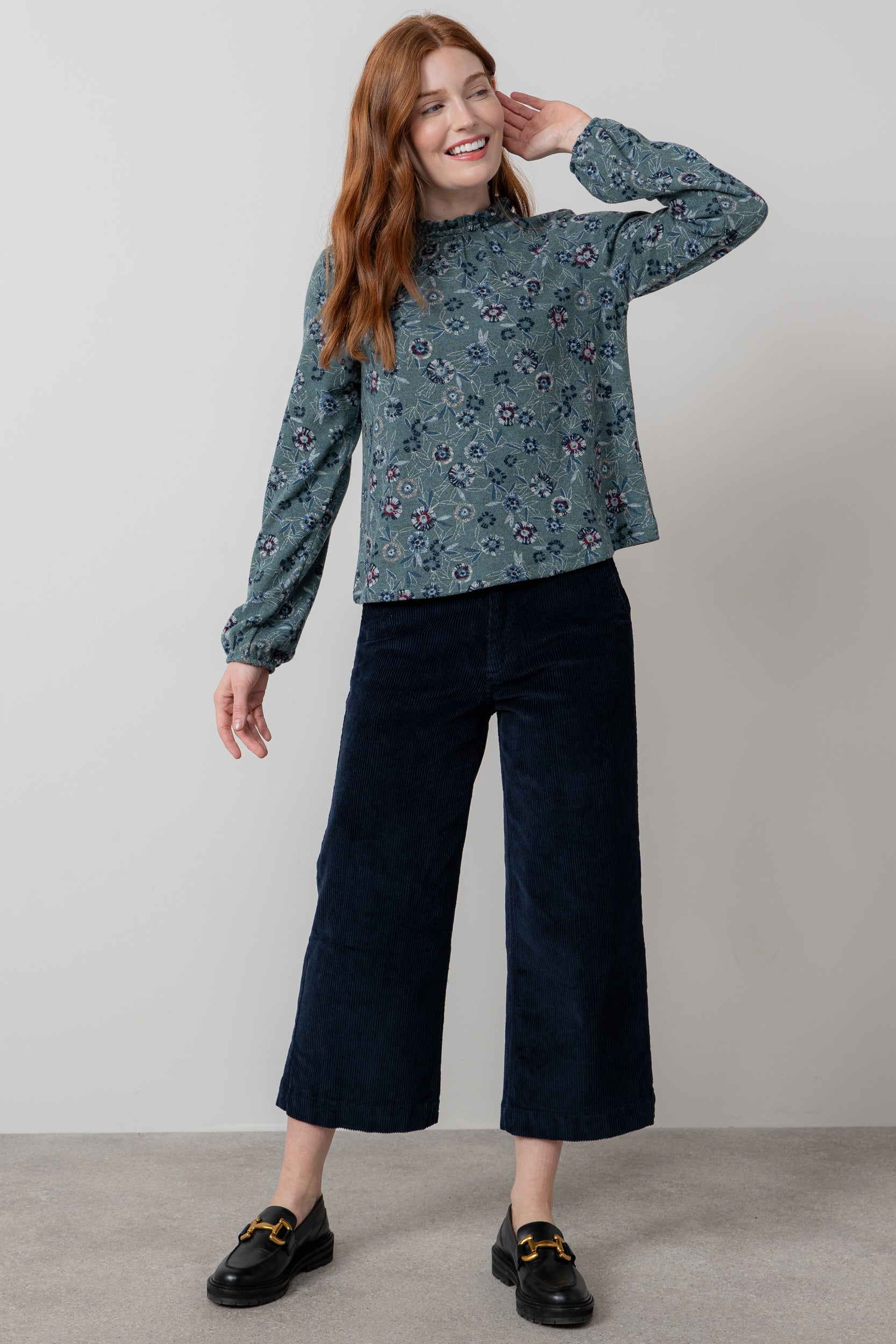 Lily & Me Isla Stretch Jumbo Cord Cropped Trousers Black