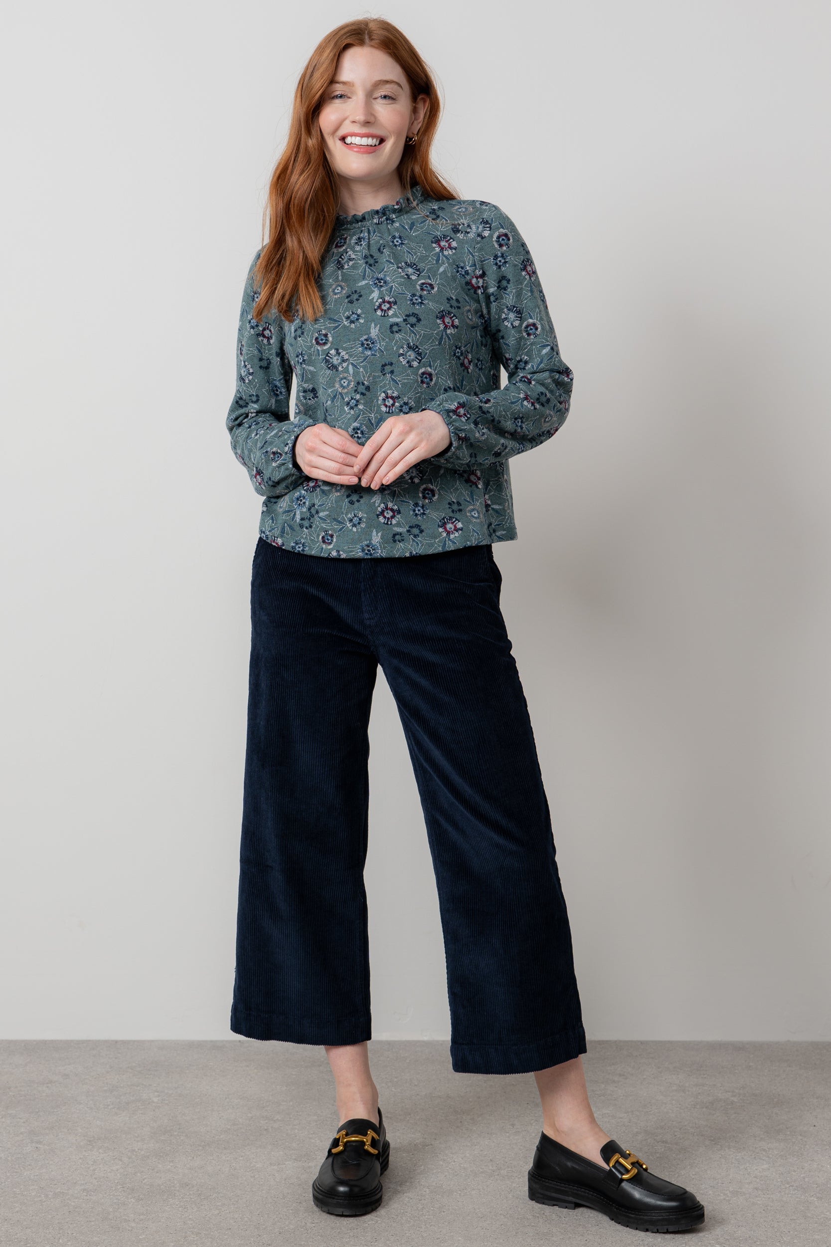 Lily & Me Isla Stretch Jumbo Cord Cropped Trousers Black