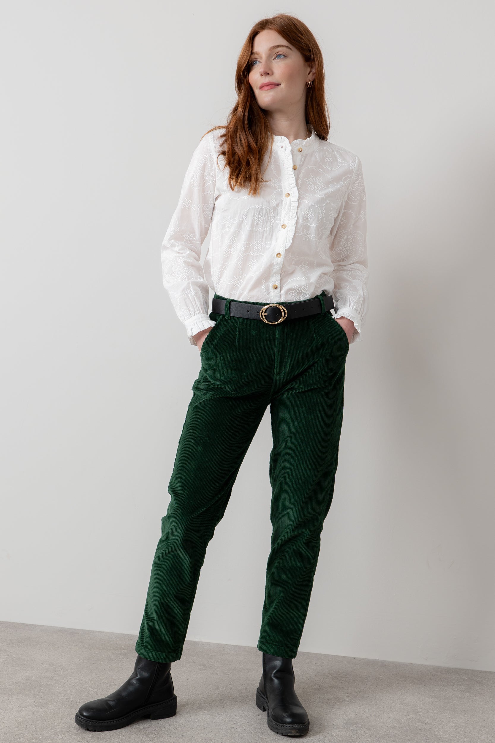 Lily & Me Kit Ruffle Embroidered Cotton Blouse White