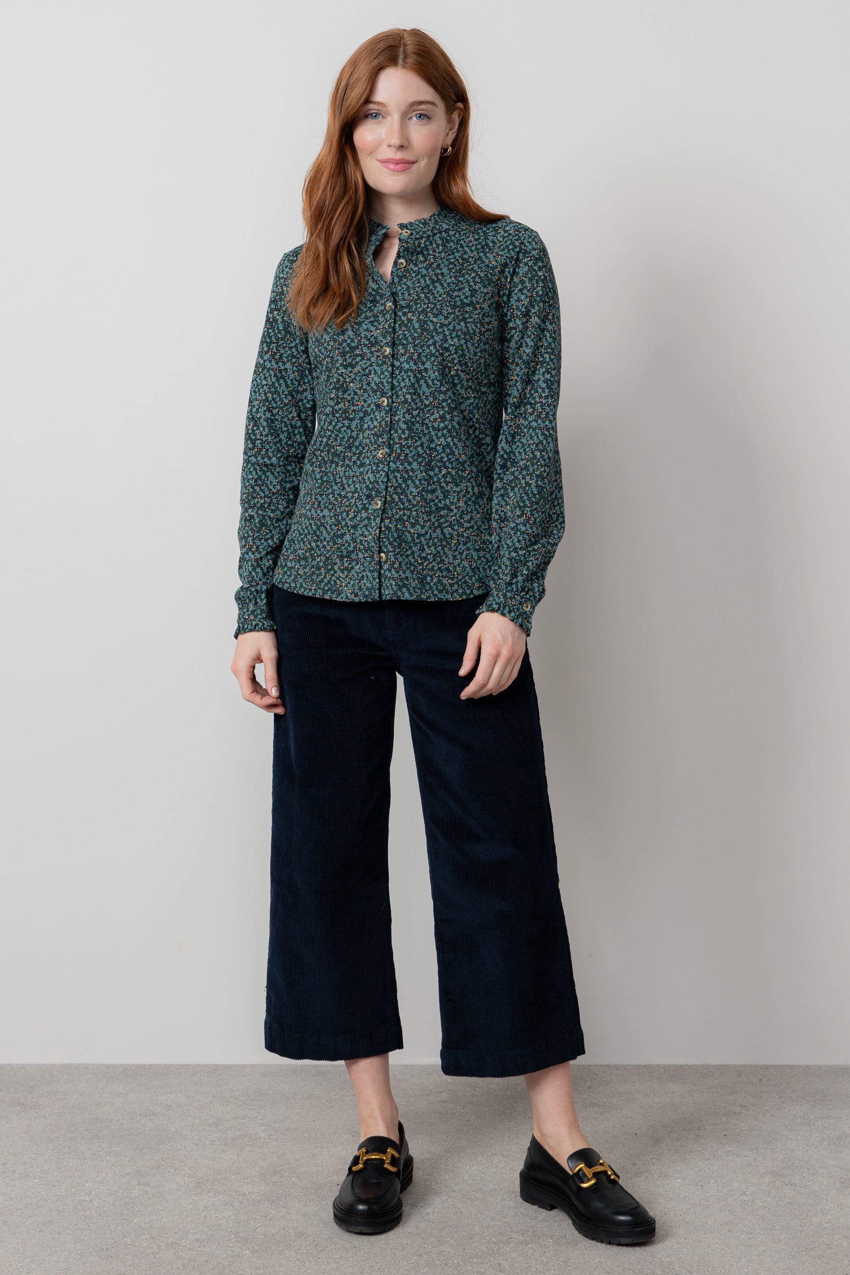 Lily & Me Isla Stretch Jumbo Cord Cropped Trousers Black
