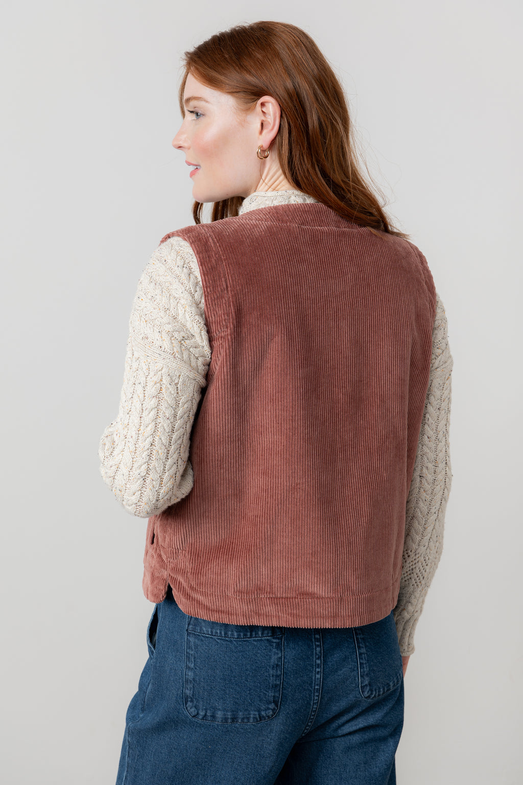 Lily & Me Dusk Stretch Cotton Jumbo Cord Gilet Antique Rose