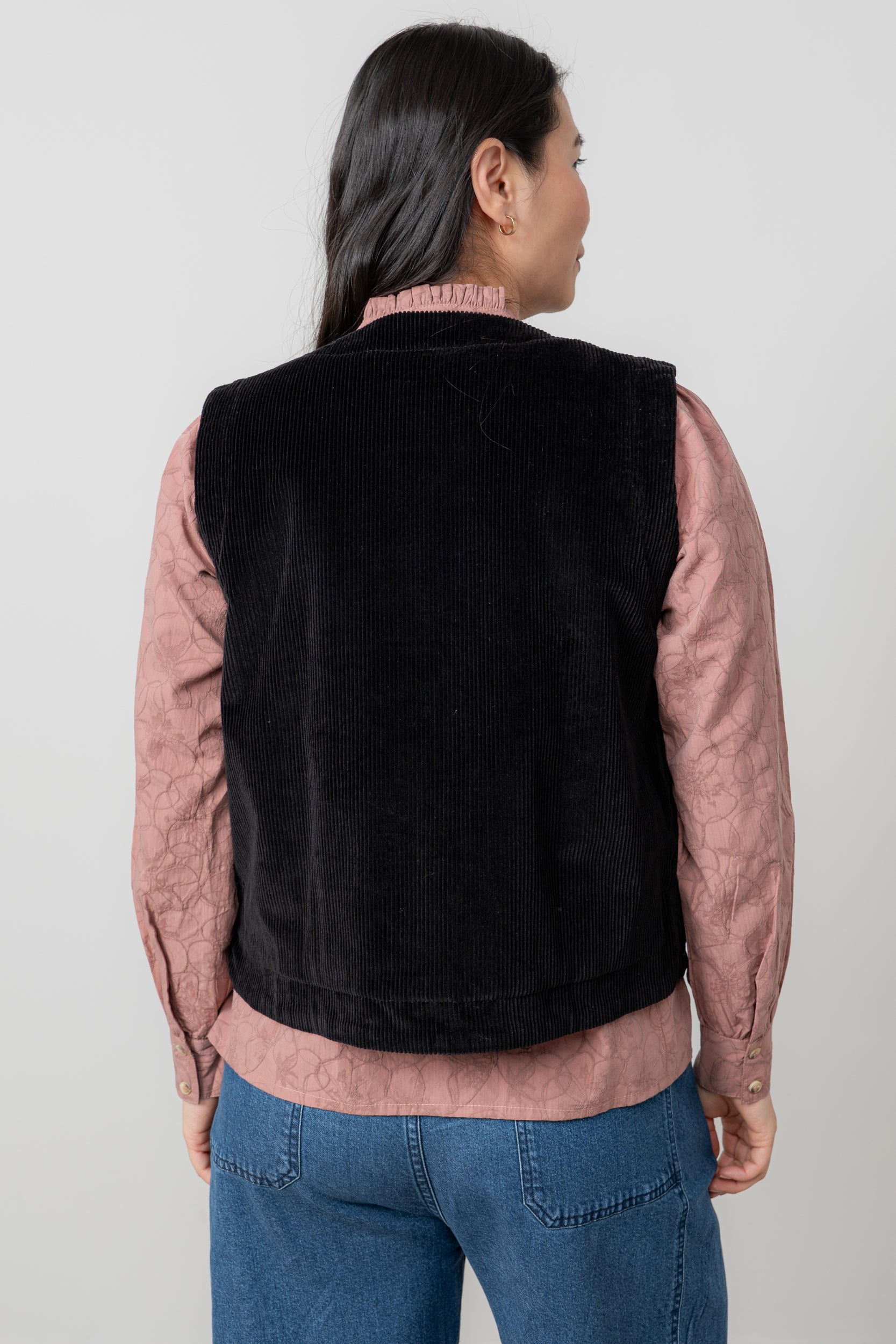 Lily & Me Dusk Stretch Cotton Jumbo Cord Gilet Black