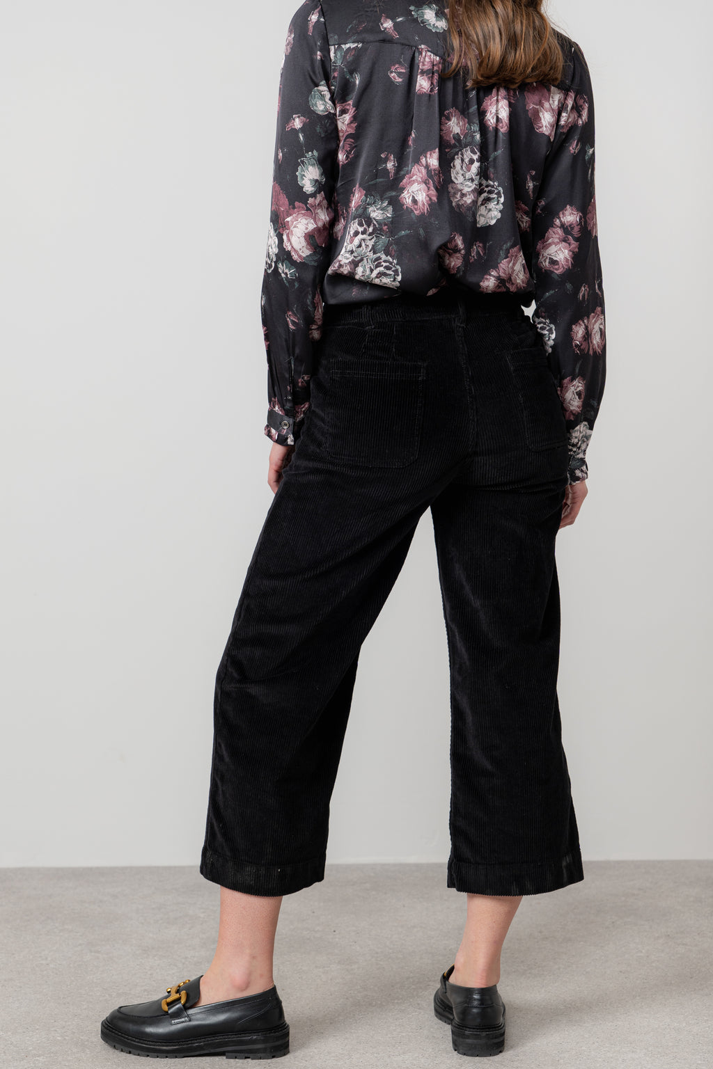 Lily & Me Isla Stretch Jumbo Cord Cropped Trousers Black
