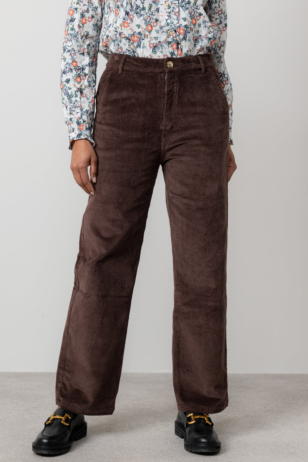 Lily & Me Strachan Stretch Cord Wide Leg Trouser Chocolate