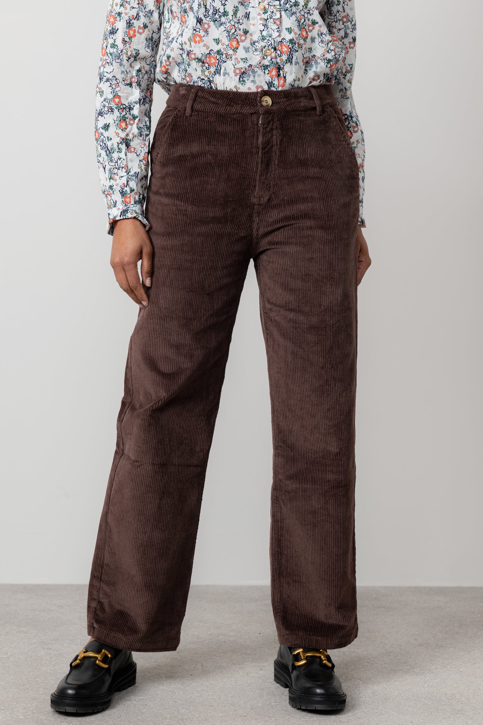 Lily & Me Strachan Stretch Cord Wide Leg Trouser Chocolate