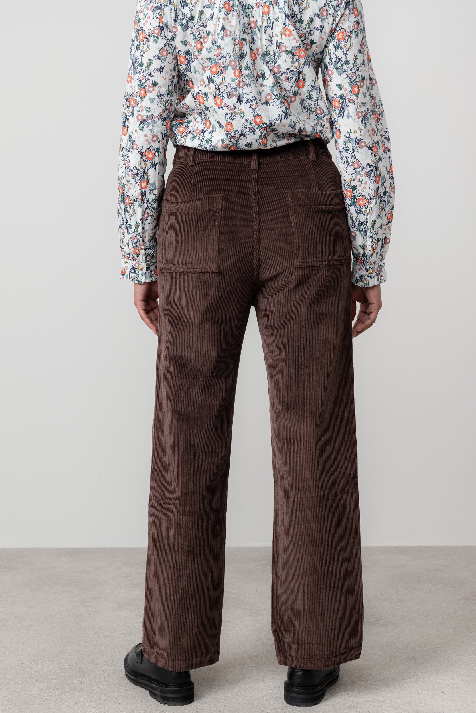Lily & Me Strachan Stretch Cord Wide Leg Trouser Chocolate
