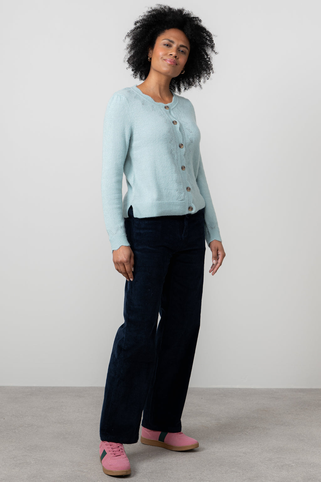 Lily & Me Strachan Stretch Cord Wide Leg Trouser Navy