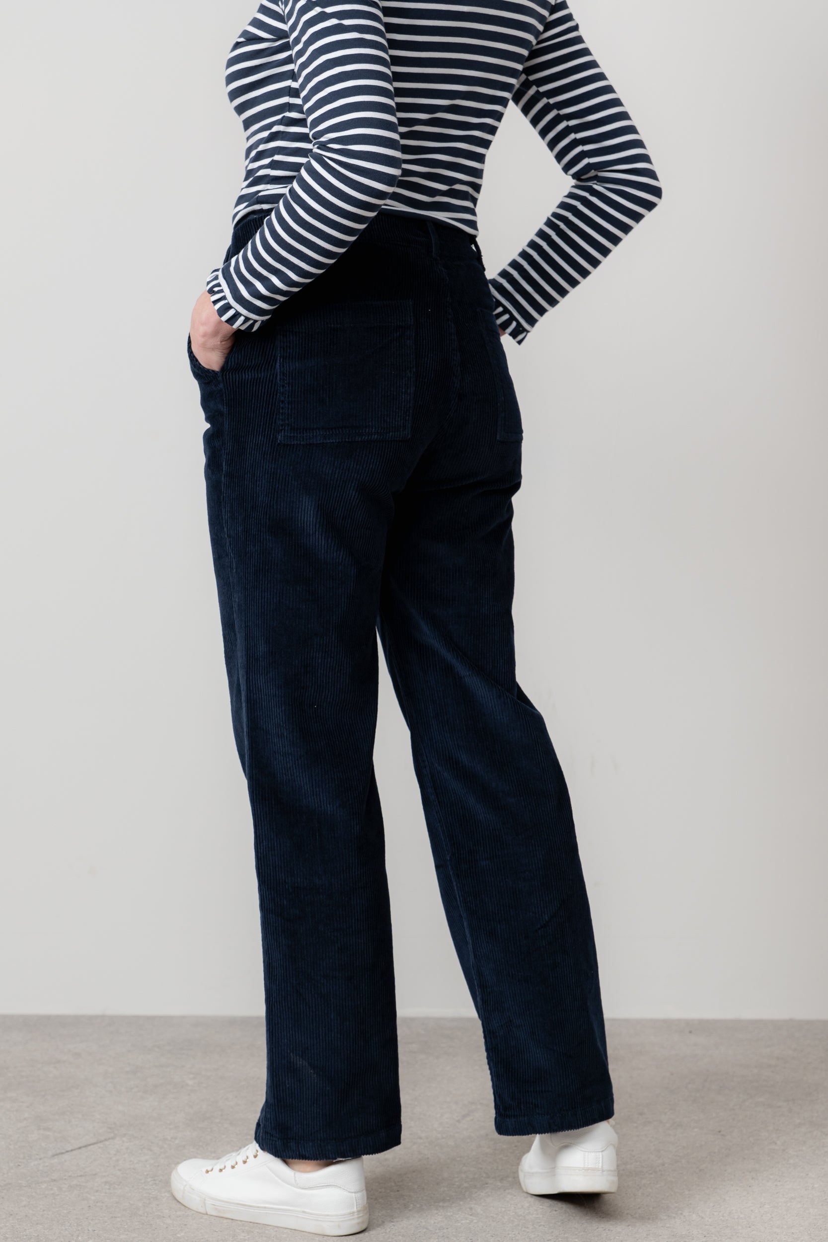 Lily & Me Strachan Stretch Cord Wide Leg Trouser Navy