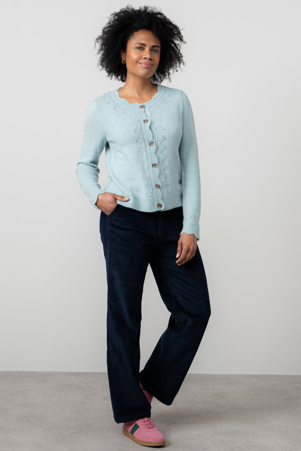 Lily & Me Strachan Stretch Cord Wide Leg Trouser Navy