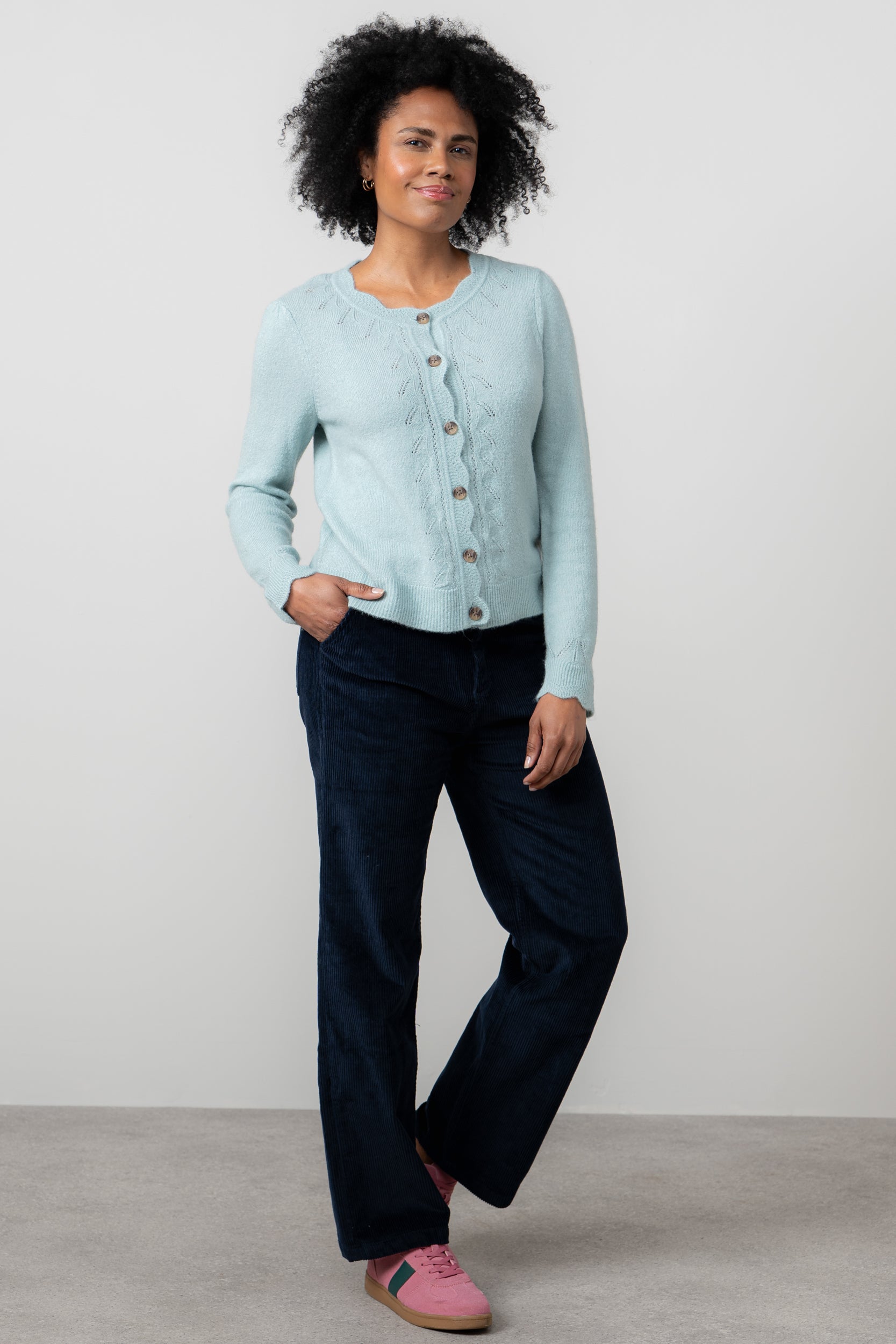 Lily & Me Strachan Stretch Cord Wide Leg Trouser Navy
