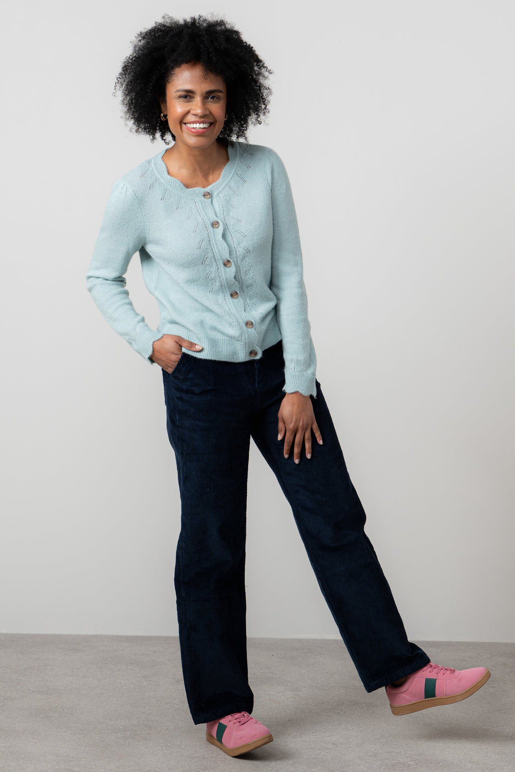 Lily & Me Strachan Stretch Cord Wide Leg Trouser Navy