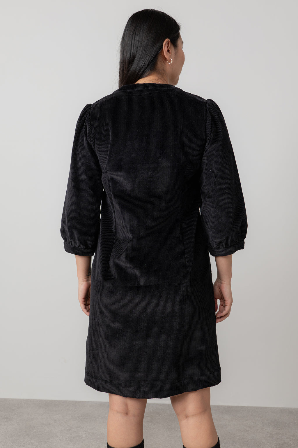 Lily & Me Harvest Stretch Jumbo Cord Shift Dress Black