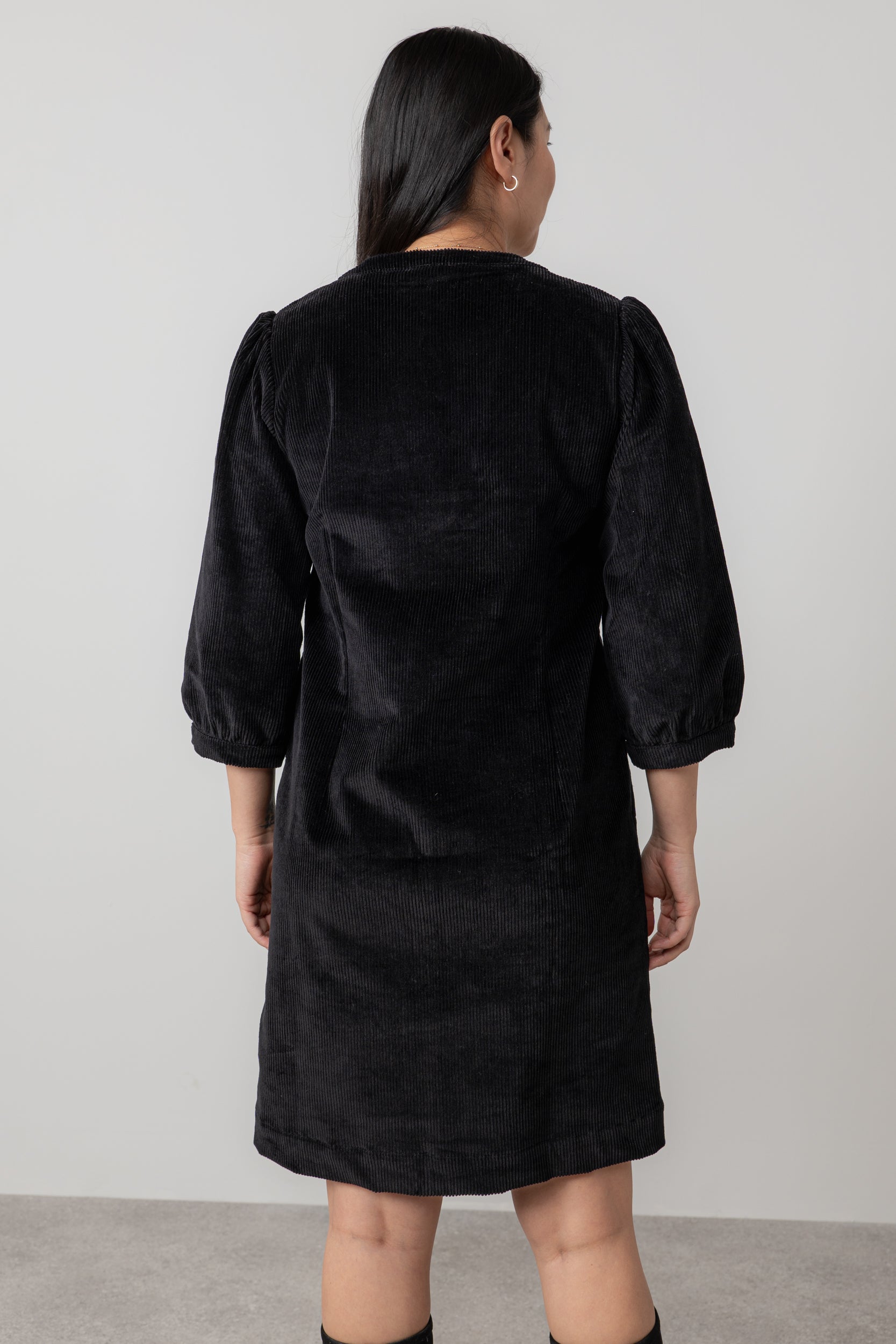 Lily & Me Harvest Stretch Jumbo Cord Shift Dress Black