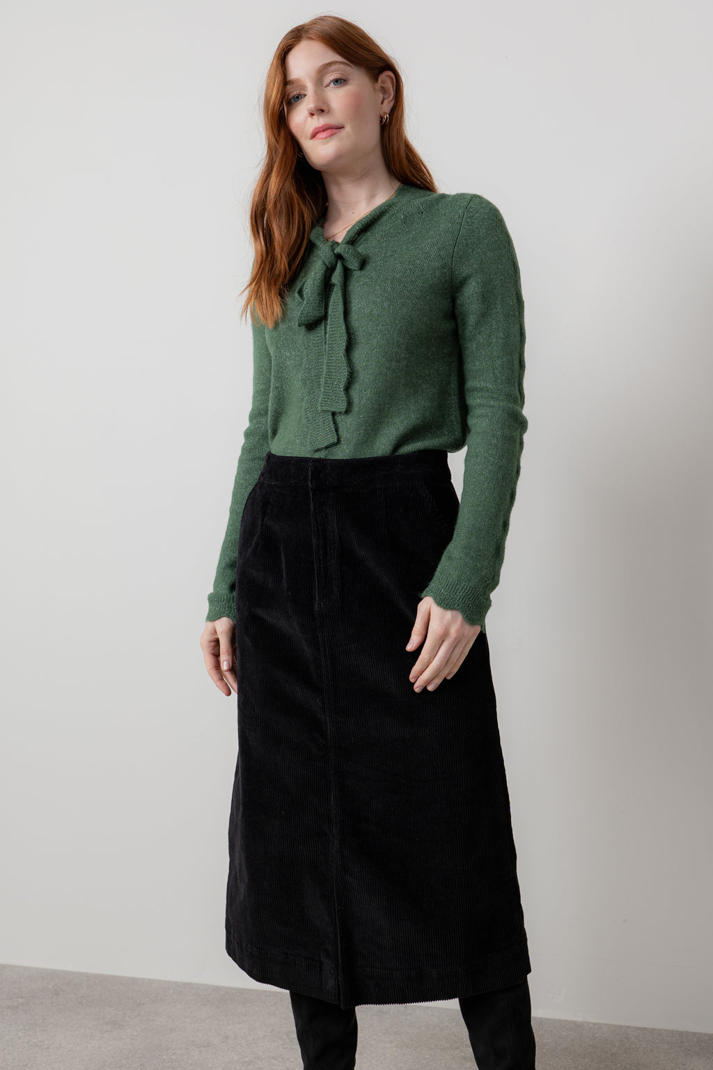 Lily & Me Owlpen Stretch Jumbo Cord Skirt Black