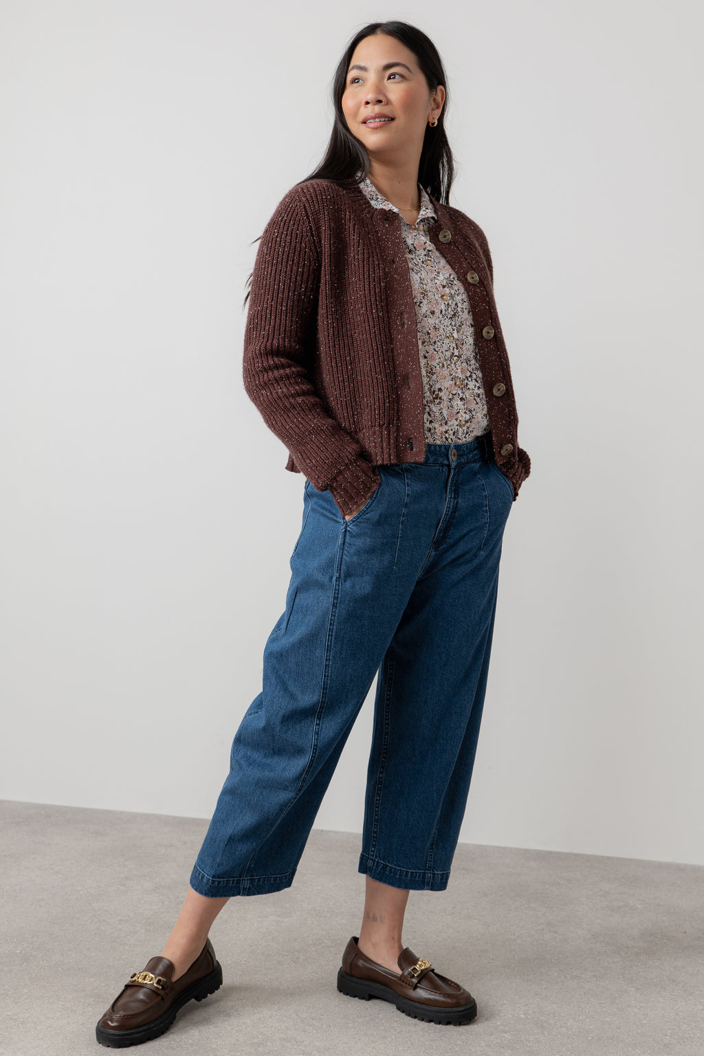 Lily & Me June Ribbed Knit Cardigan Chocolate
