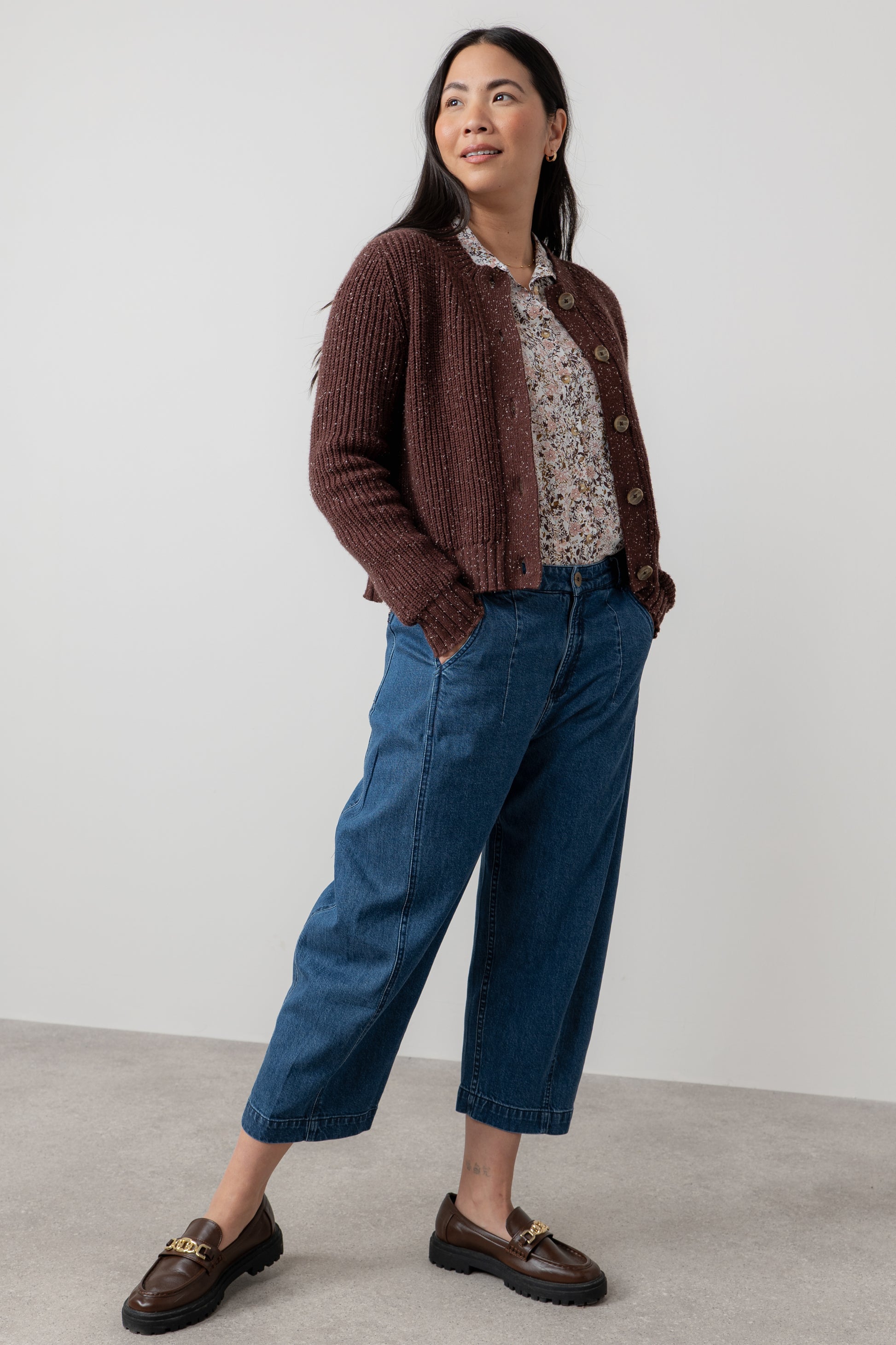 Lily & Me June Ribbed Knit Cardigan Chocolate