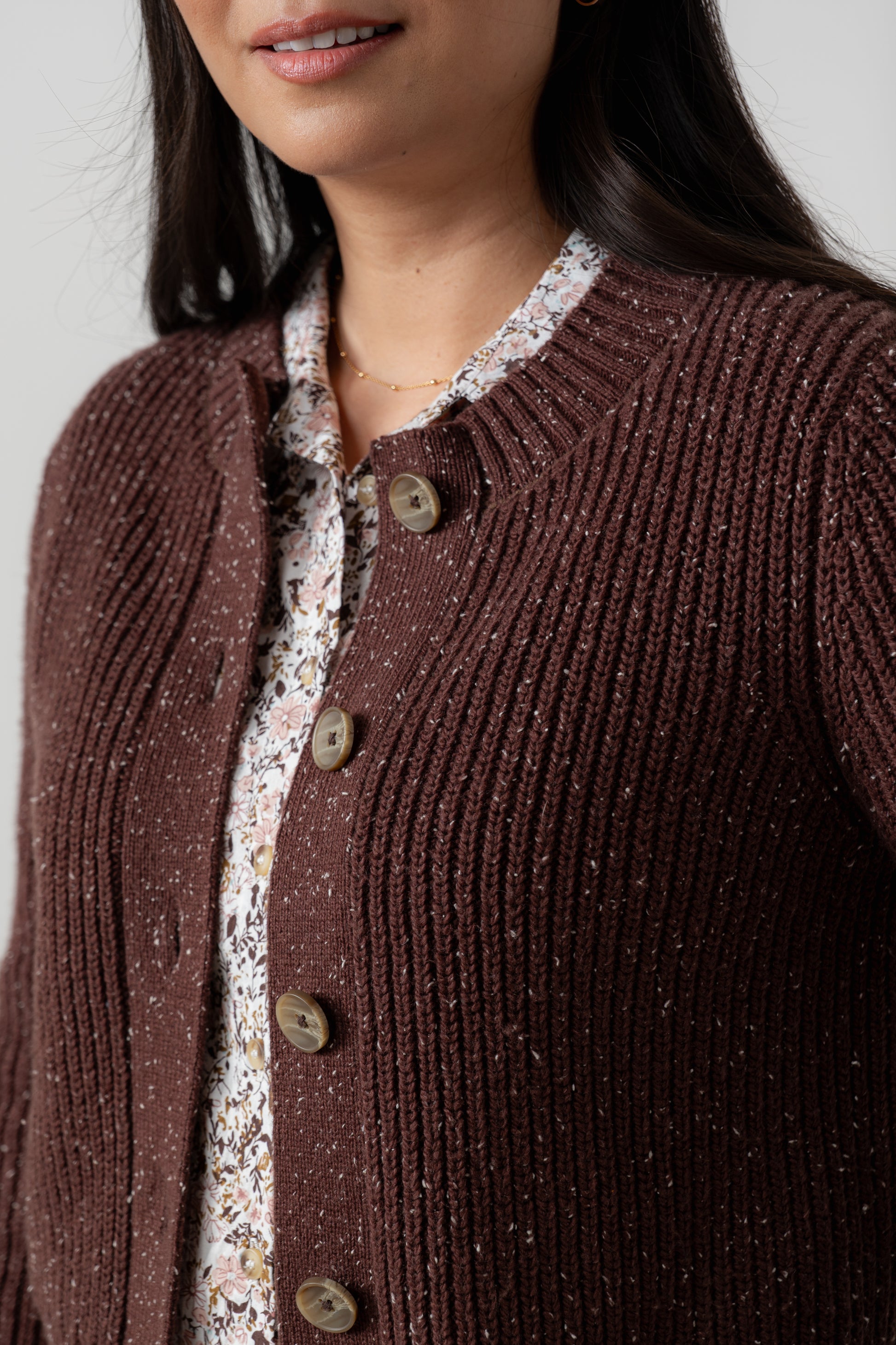 Lily & Me June Ribbed Knit Cardigan Chocolate
