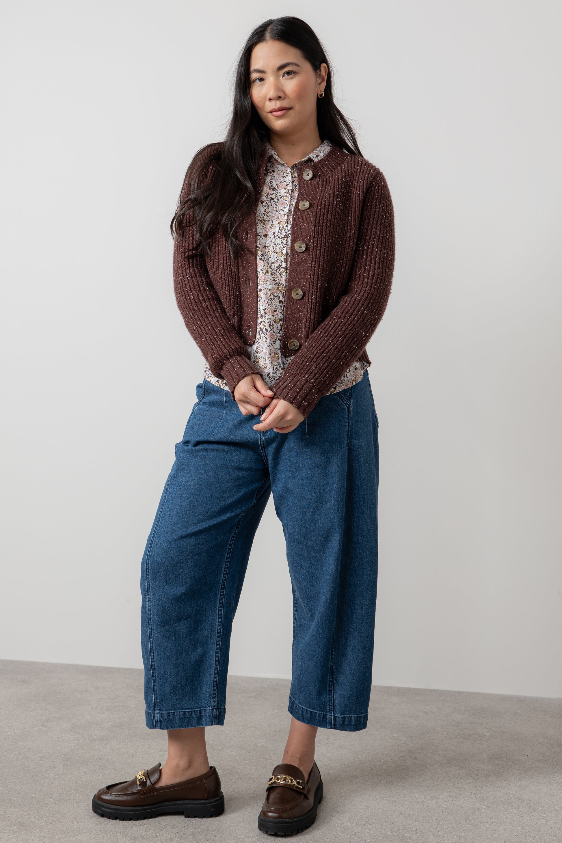 Lily & Me June Ribbed Knit Cardigan Chocolate