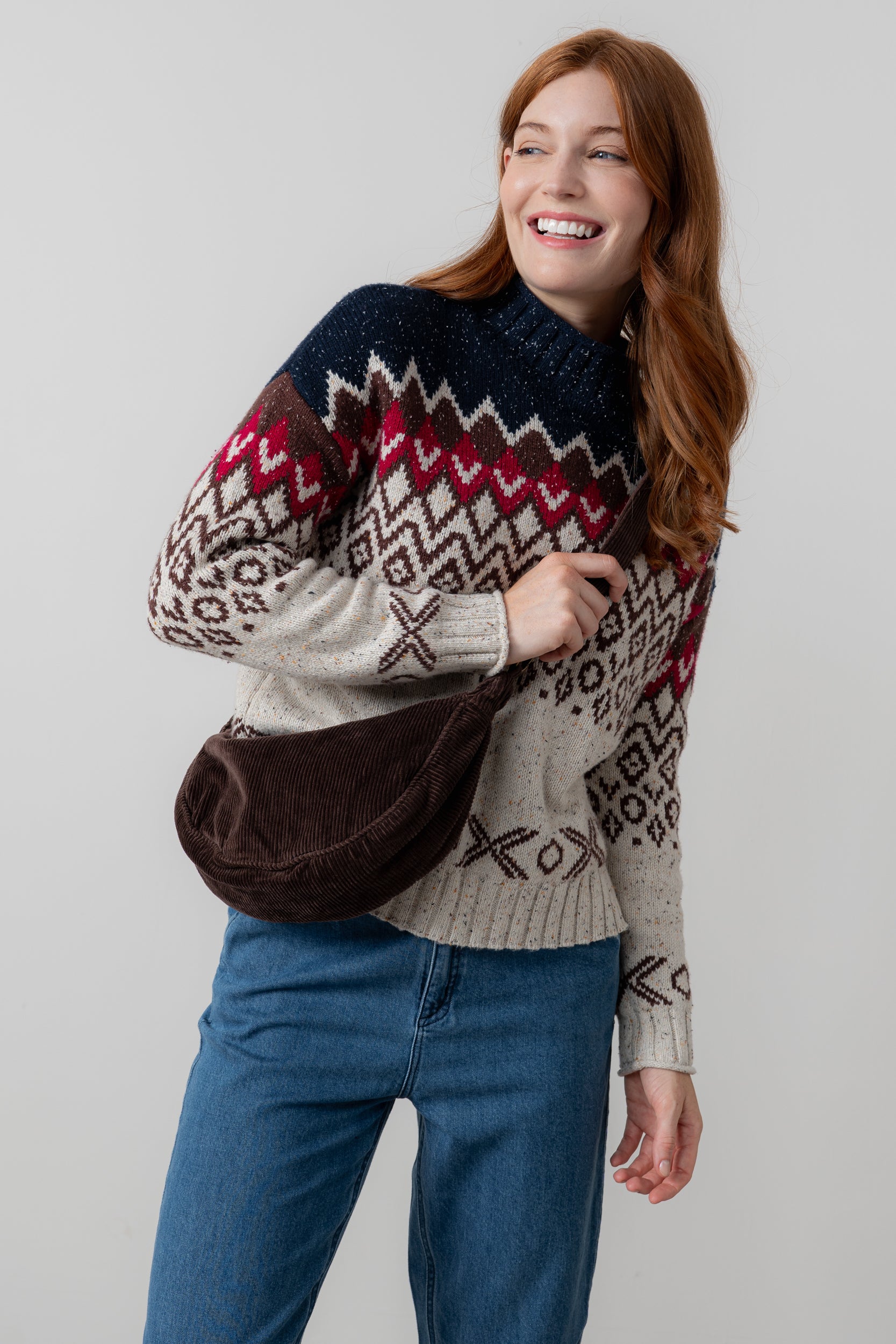 Lily & Me Jumbo Cord Crossbody Bag Chocolate