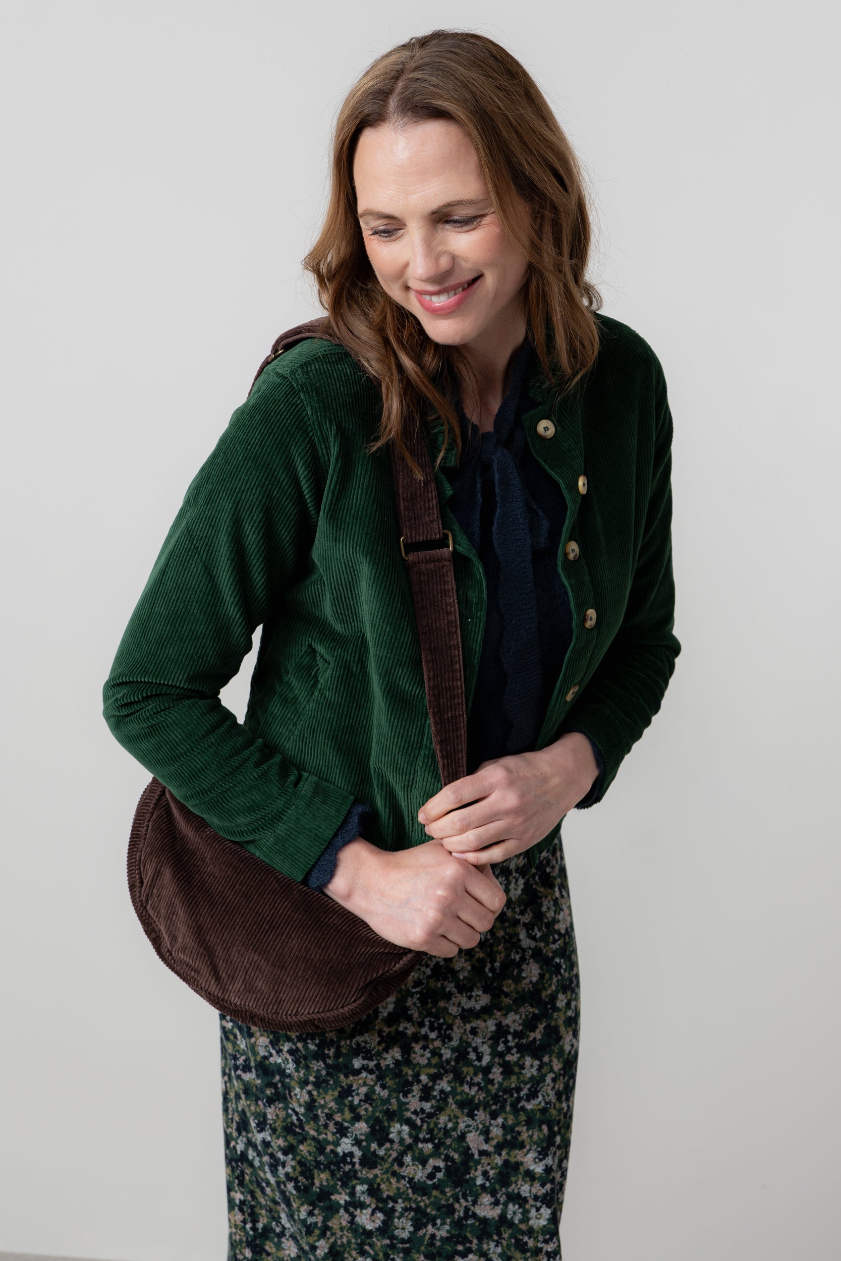 Lily & Me Jumbo Cord Crossbody Bag Chocolate