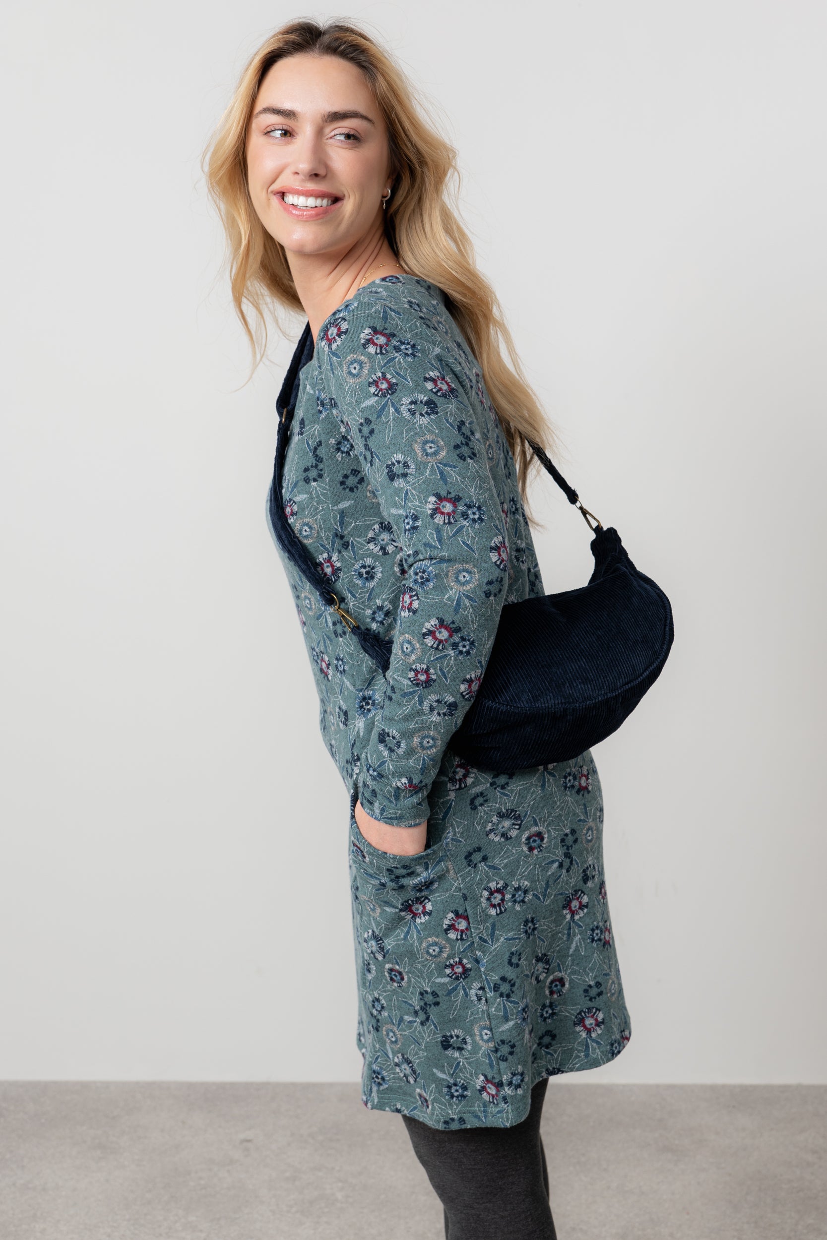 Lily & Me Jumbo Cord Crossbody Bag Navy