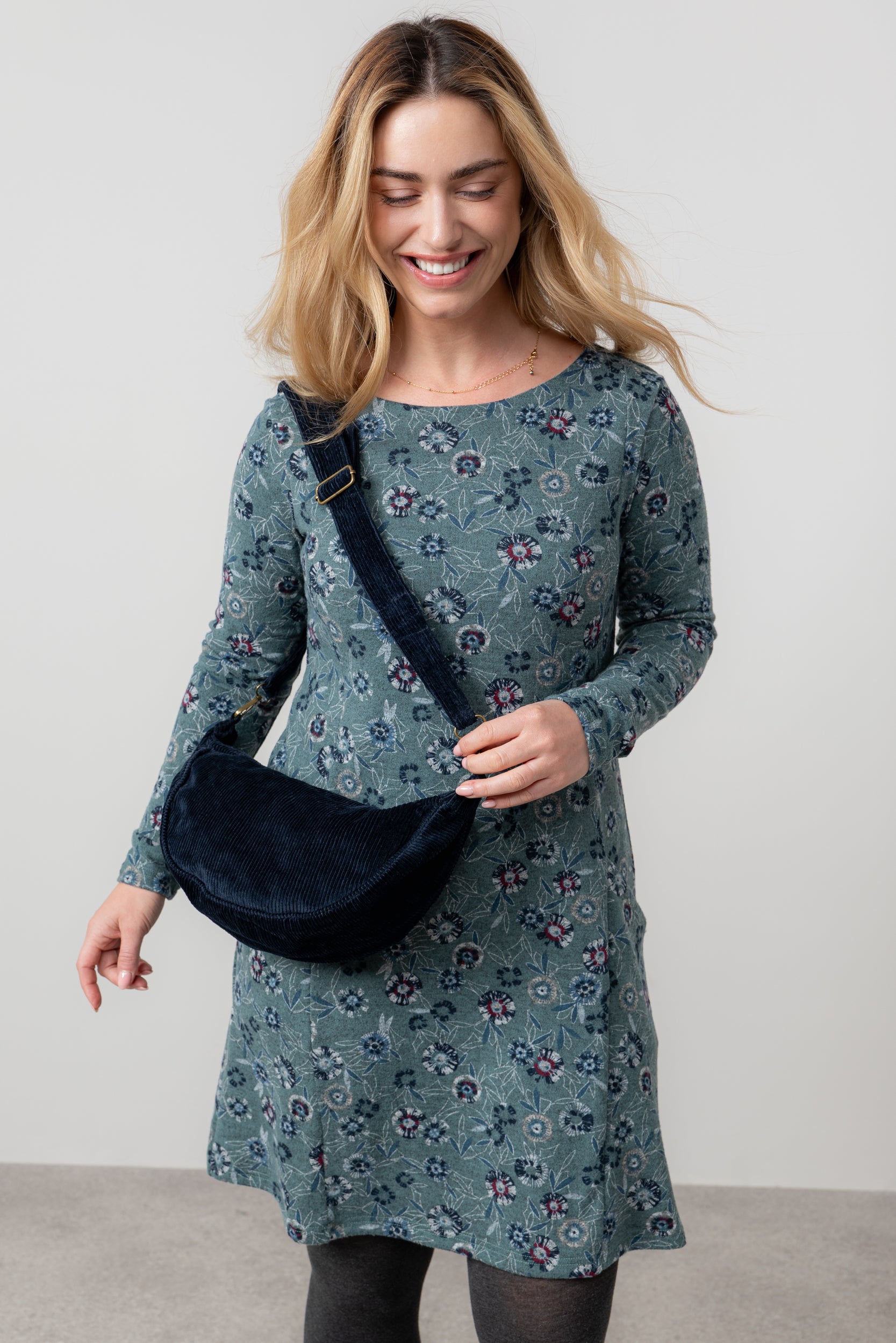 Lily & Me Jumbo Cord Crossbody Bag Navy