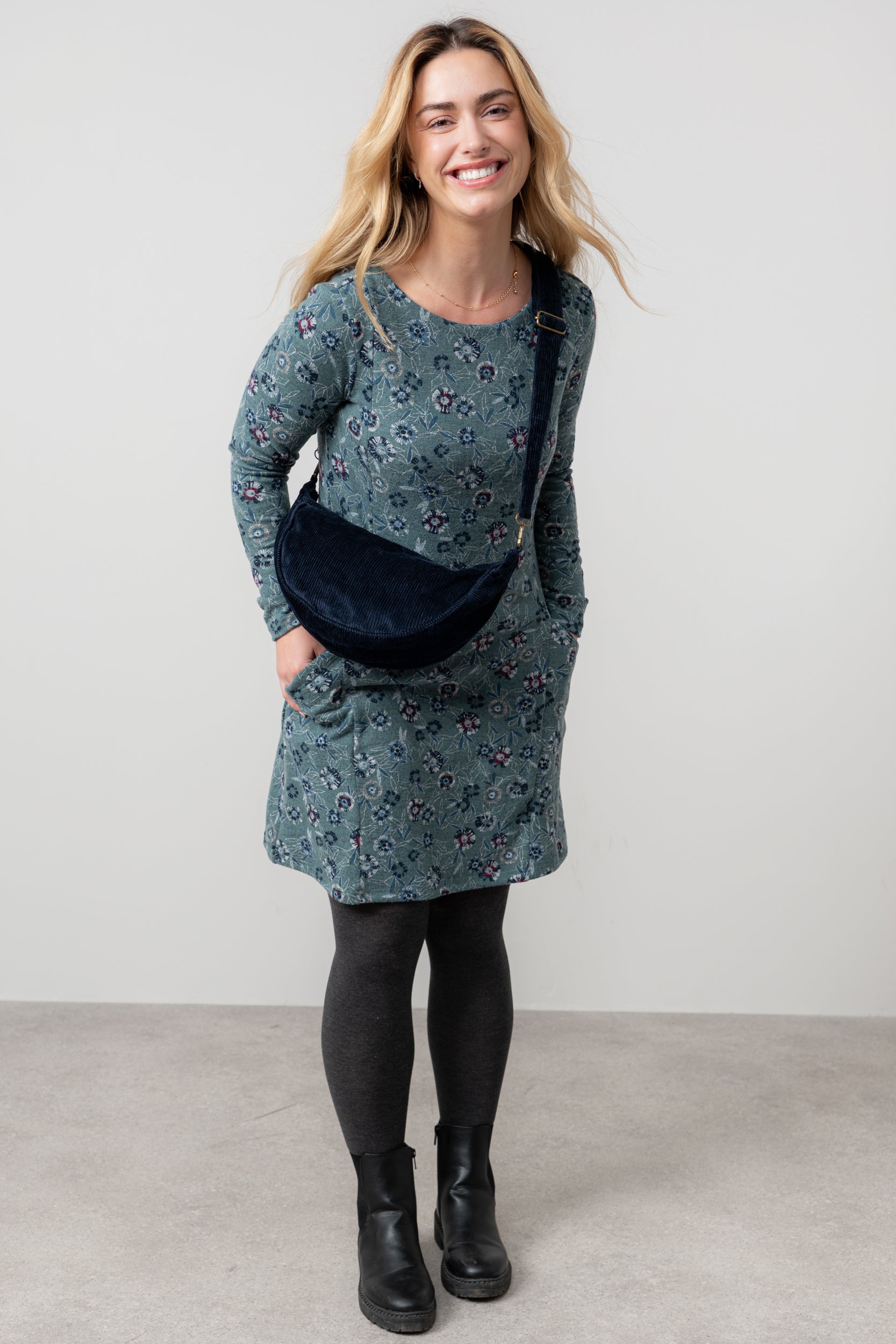 Lily & Me Jumbo Cord Crossbody Bag Navy