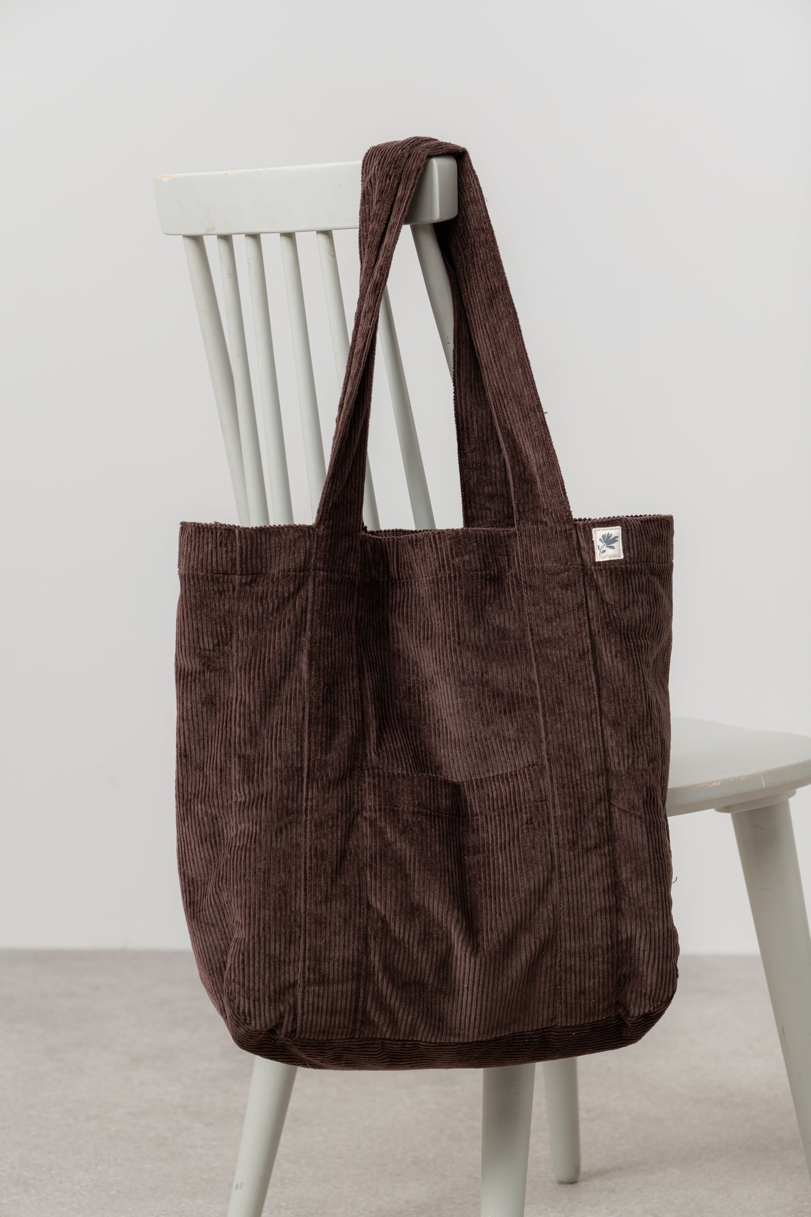 Lily & Me Jumbo Cord Tote Bag Chocolate Ginger + Gray