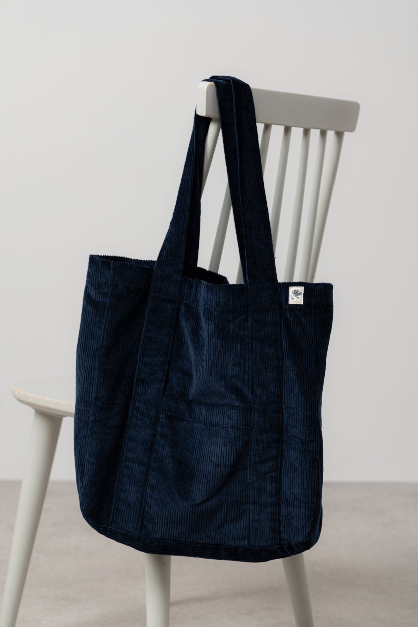 Lily & Me Jumbo Cord Shopper Bag Navy Ginger + Gray