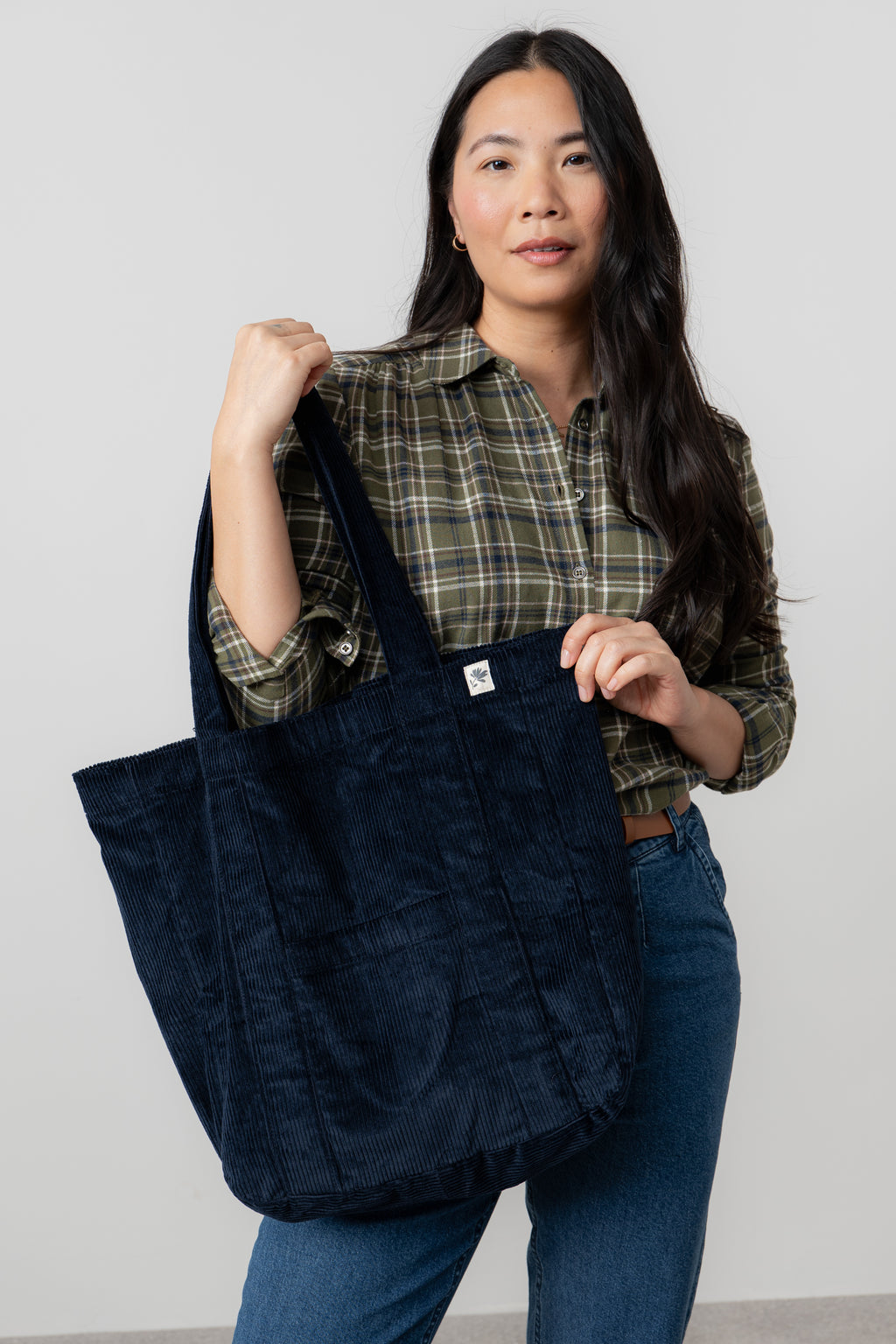Lily & Me Jumbo Cord Shopper Bag Navy