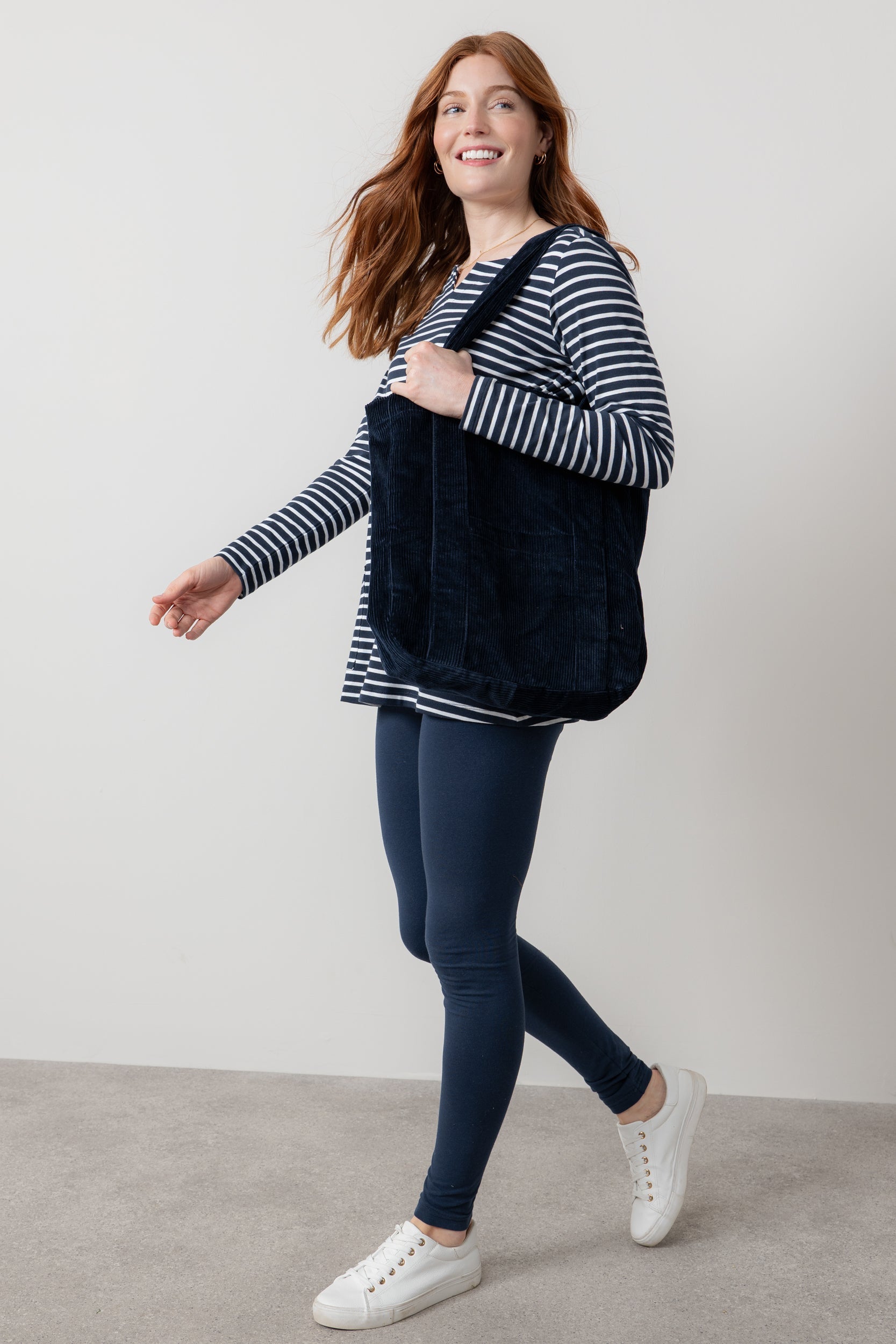 Lily & Me Jumbo Cord Shopper Bag Navy Ginger + Gray