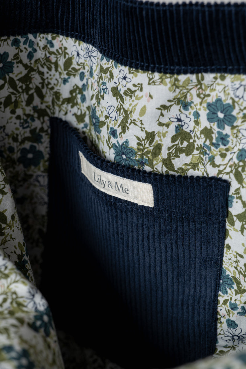 Lily & Me Jumbo Cord Shopper Bag Navy Ginger + Gray