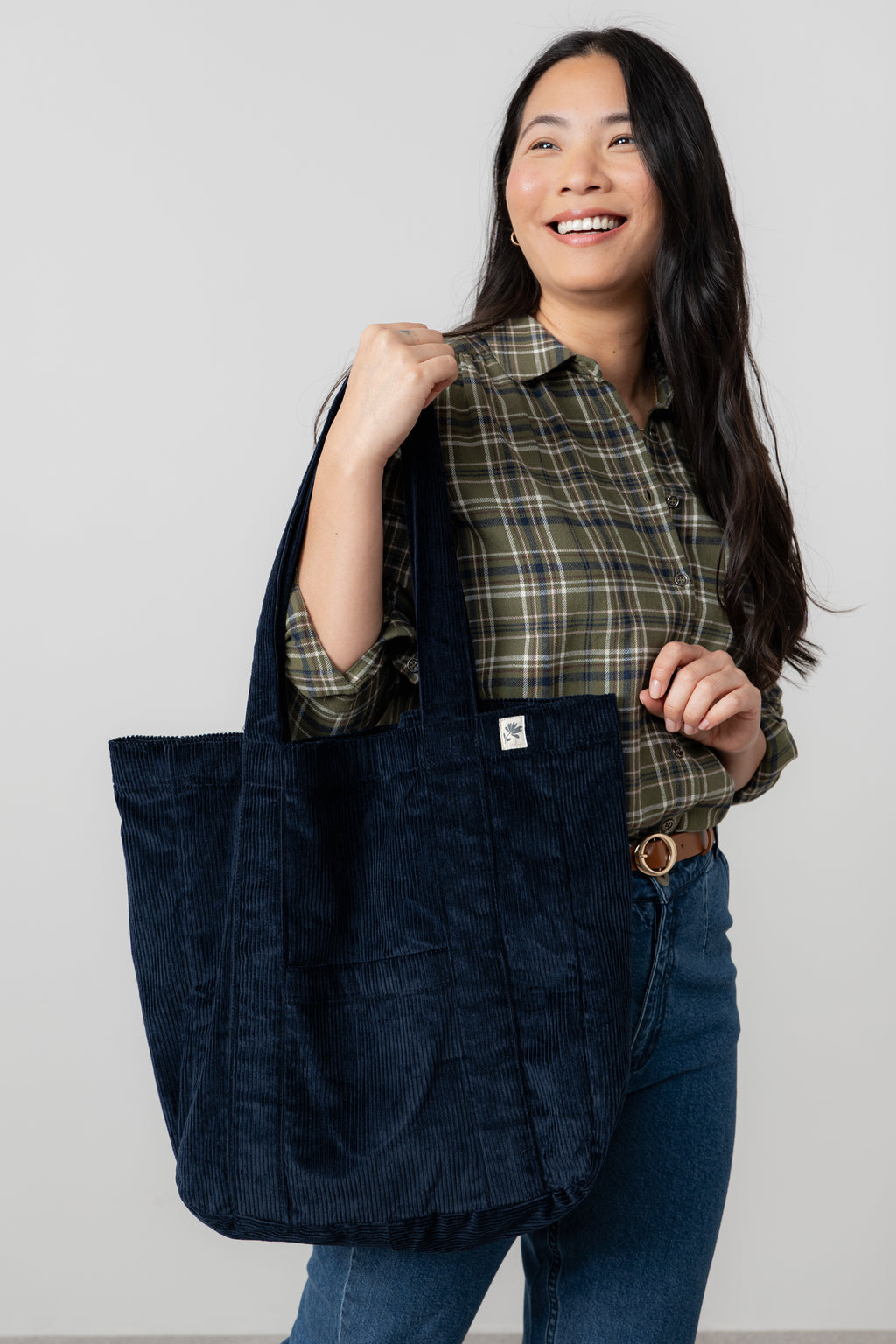 Lily & Me Jumbo Cord Shopper Bag Navy