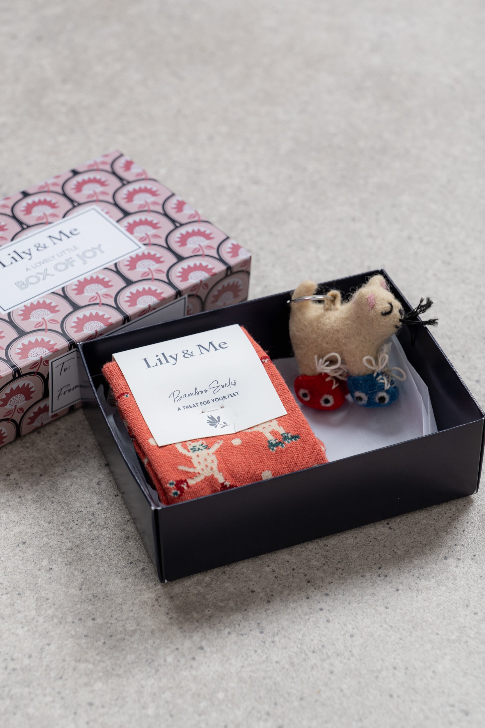 Lily & Me Roller Cats Socks And Keyring Giftbox Assorted