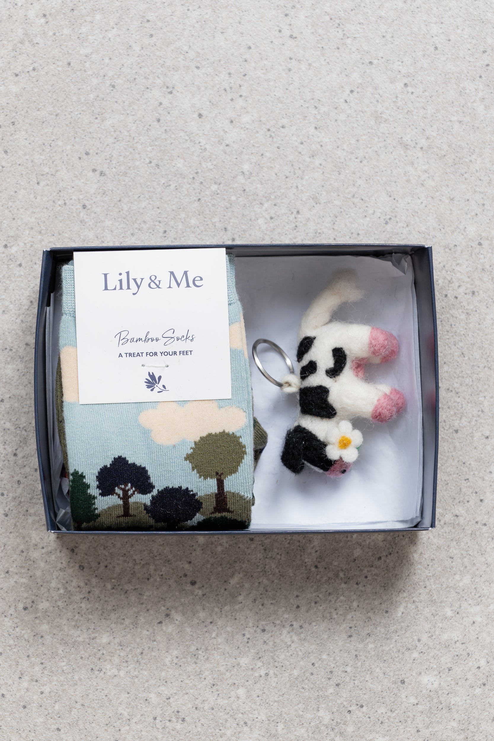 Lily & Me Countryside Socks And Keyring Giftbox Assorted