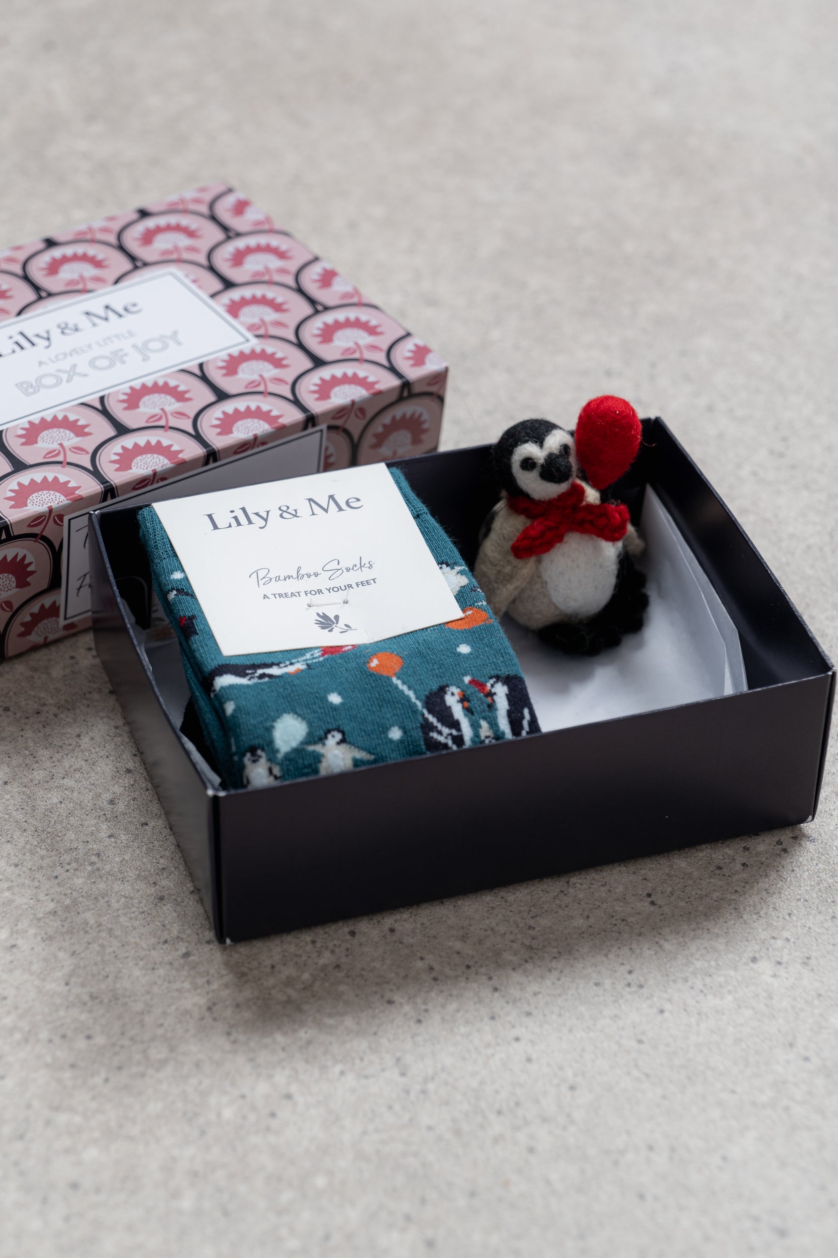 Lily & Me Penguin Pals Socks And Keyring Giftbox Assorted