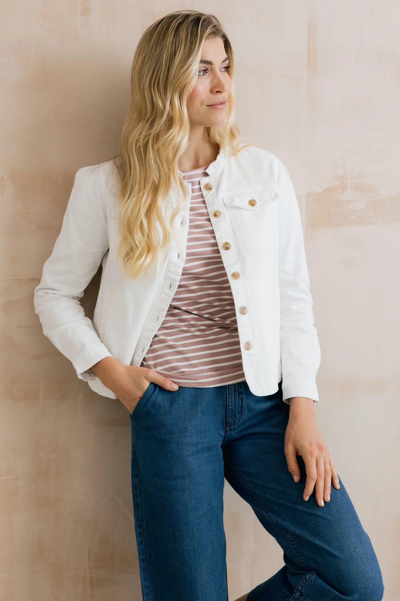 Lily & Me Seren Jacket Plain Twill White
