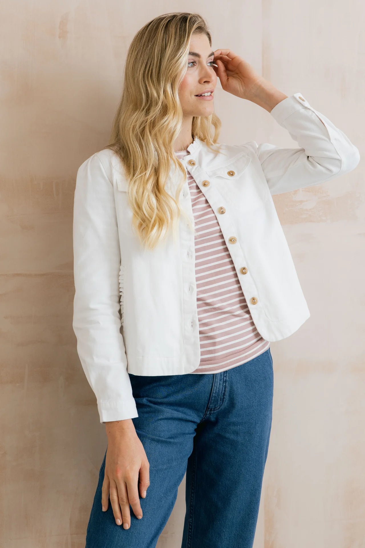 Lily & Me Seren Jacket Plain Twill White