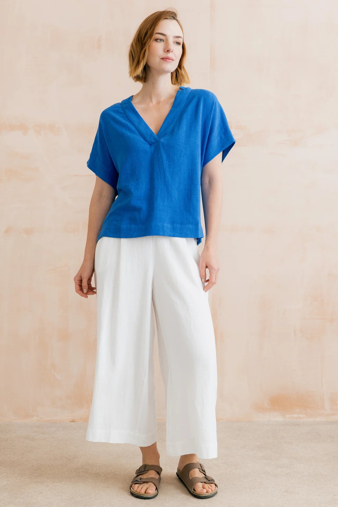 Lily & Me Orchard Top Plain Linen Colbalt